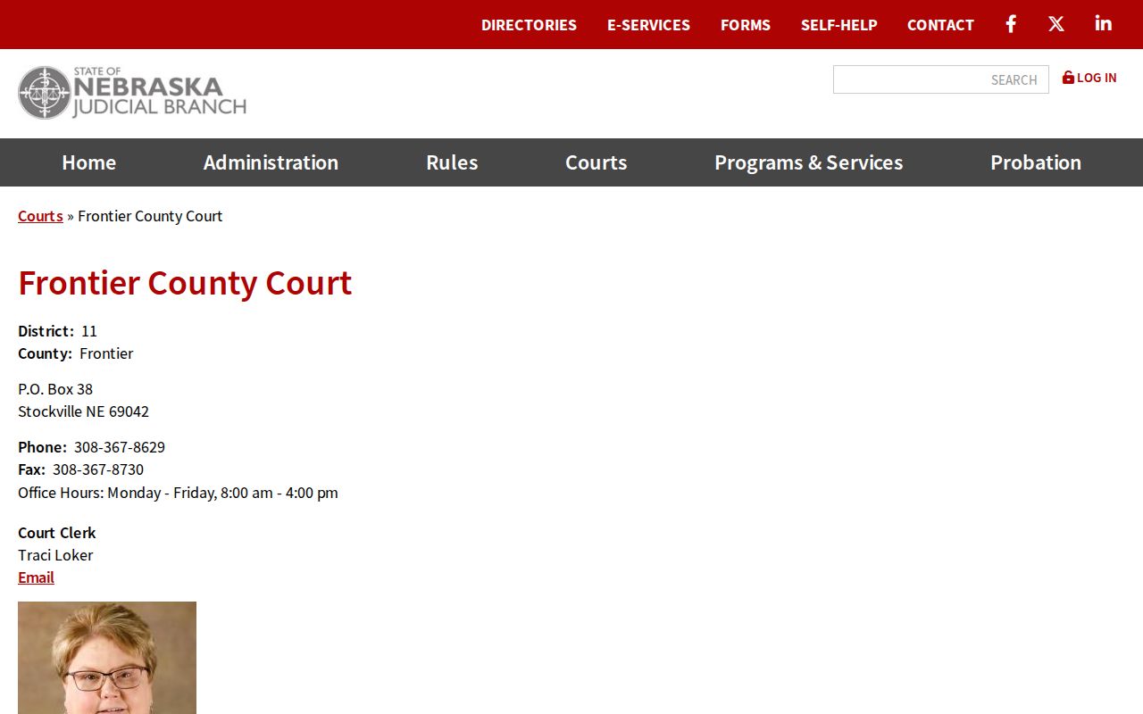 Frontier County court case directory for the Stockville court