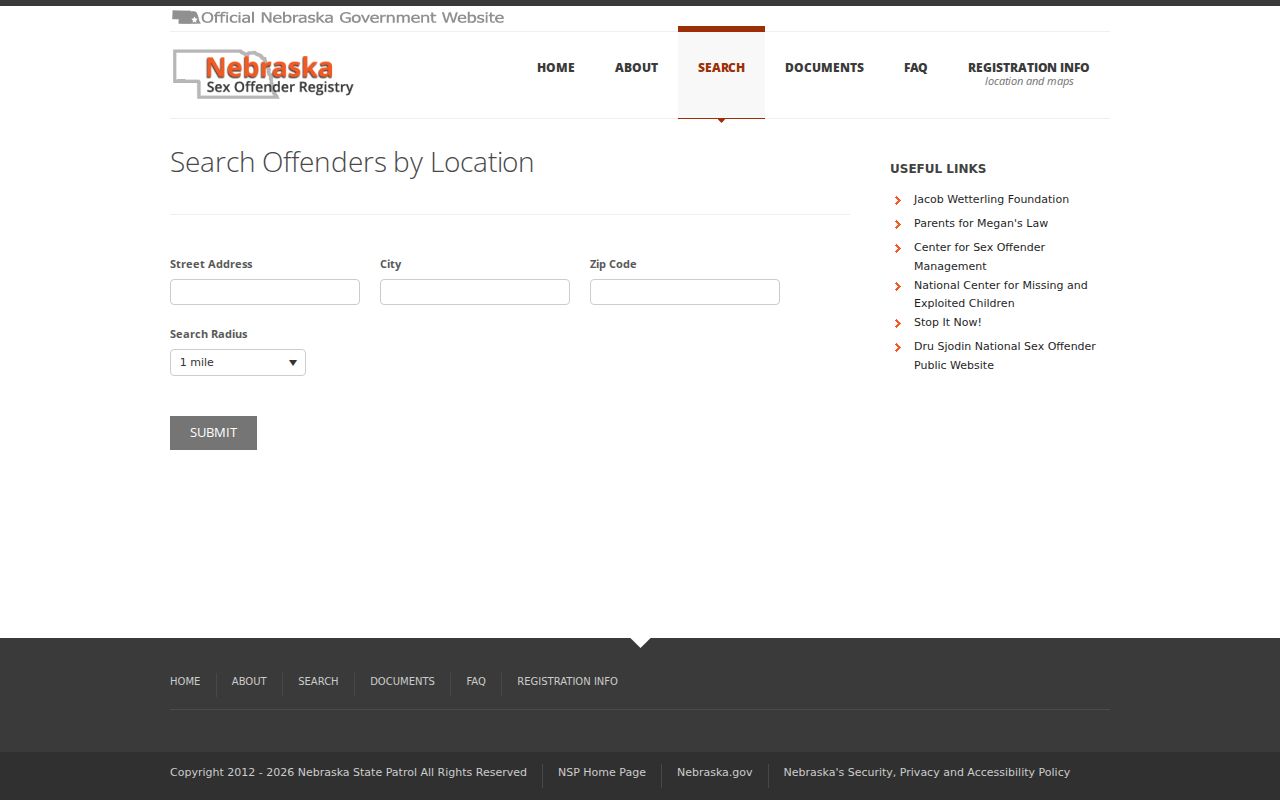 Frontier County sex offender registry address radius search