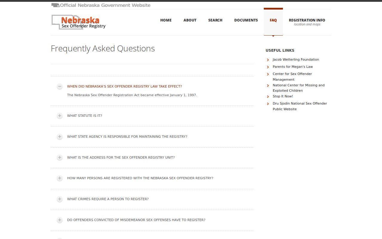 Frontier County sex offender registry profile information FAQ